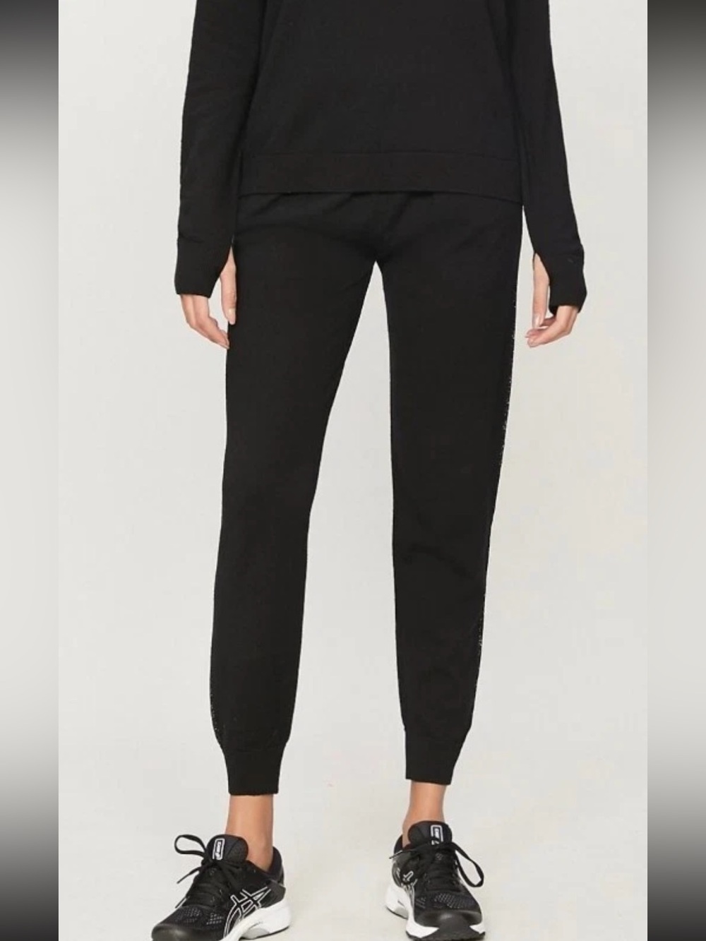 (XS) Sweaty Betty Alpine Merino Wool Jogger Pants Black Silver Extra Small